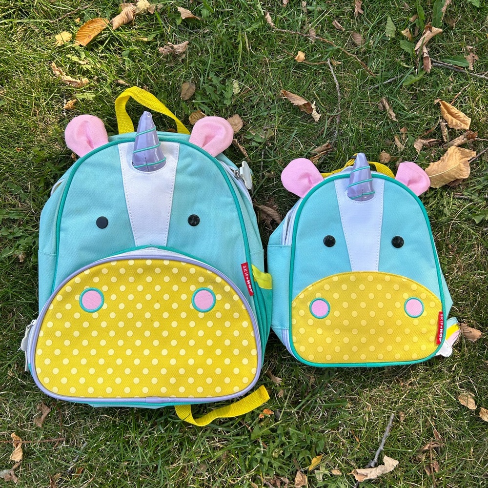 SKIP HOP Zoo Unicorn Backpack and Lunch Bag. LIKE NEW